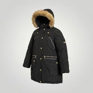 COOGI Parka Jacket Women 3X Plus Black Faux Fur Hood Insulated Utility Outdoor